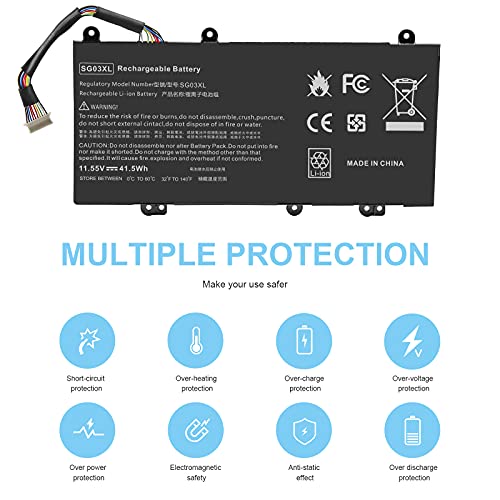 SG03XL Laptop Battery for HP Envy M7-U109DX M7-U009DX 17t-U000 17-U011NR 17-U163CL 17-U177CL 849048-421 849049-421 849314-850 849315-850 849314-856 HSTNN-LB7F HSTNN-LB7E TPN-I126 HSTNN-LB7E HSTNN-LB7F - size: 7.68*3.5*0.31inch