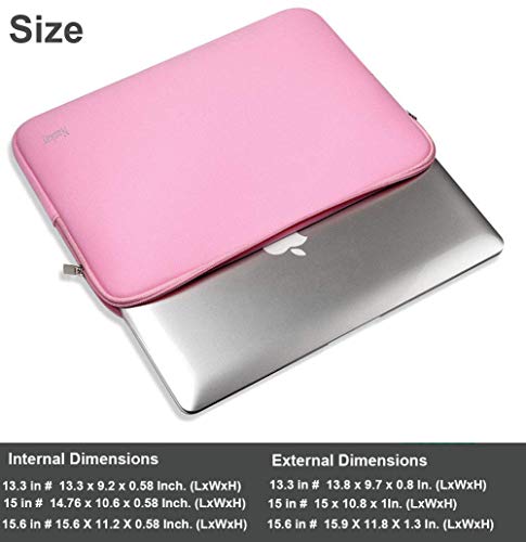 Naukay 15.6 Inch Laptop Sleeve,Resistant Neoprene Laptop Sleeve/Notebook Computer Pocket Case/Tablet Briefcase Carrying Bag - (Pink) - color: pink, size: 15.6 inch