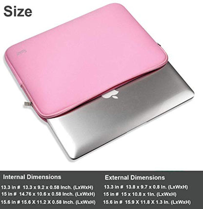 Naukay 15.6 Inch Laptop Sleeve,Resistant Neoprene Laptop Sleeve/Notebook Computer Pocket Case/Tablet Briefcase Carrying Bag - (Pink) - color: pink, size: 15.6 inch