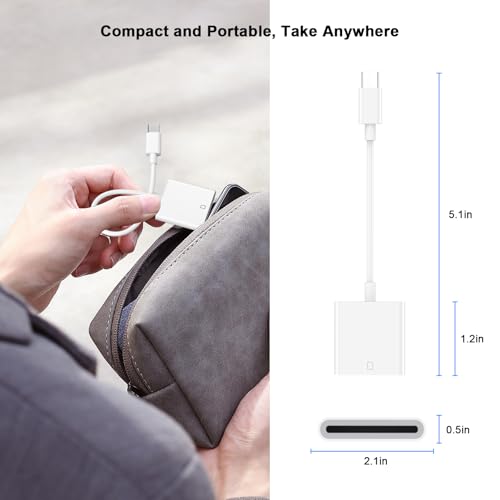 Apple MFi Certified USB C SD Card Reader Digital Camera Memory Card Reader | Trail Camera SD Card Reader USB C Memory Card Reader for iPhone 17 16 15 Pro Max, iPad Pro, MacBook, iMac, Galaxy, Pixel - color: White