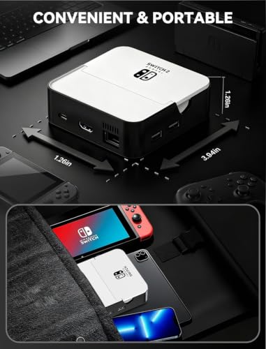 MVIIOE Switch 2 Dock for Nintendo Switch 2/OLED/Original Switch, Upgraded Docking Station with Ethernet, HDMI 2.0 4K 60Hz, 3 USB & PD Fast Charge, YouTube Supported - size: SWITCH 2