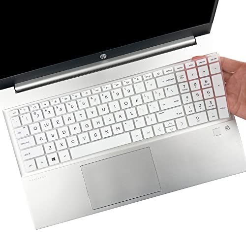 Keyboard Cover for HP Laptop 17-cn 17-cp 17z-cp000/cp200 17-cn3033cl 17-cp2124od 17-cp3035cl 17-cp2124od 17-cp0035cl 17-cp0056 cp1035cl 17-cp0025cl 17-cp0004dx 17-cp0002ds 17-cp1124od 17-cp0013dx - color: White(Regular Letters)