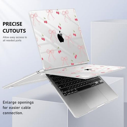 May Chen for MacBook Air 15 inch Case M5 M4 M3 M2 2026 2024-2023, Model A3448 A3241 A3114 A2941, Closes Seamlessly Hard Shell Laptop Cover with Keyboard Cover, Bow - color: Bow