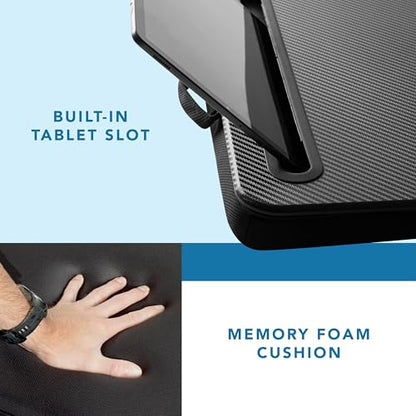 LAPGEAR Memory Foam Lap Desk with Wrist Rest and Media Slot - Medium - Black Carbon - Fits up to 15.6 Inch Laptops and Most Tablet Devices - Style No. 91338 - color: Black Carbon