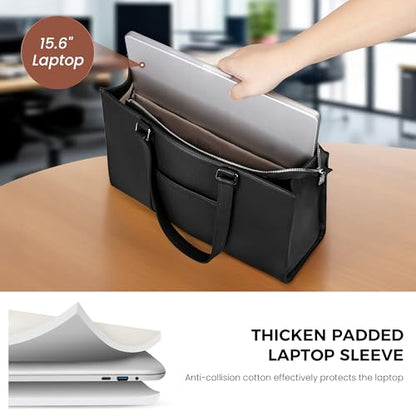 befen Genuine Leather Tote Bag for Women Work Travel Leather Purse Handbags | Real Leather, Padded 14" Laptop Compartment, Multi-Pockets, Zipper, Tote Bag for Daily - color: Z2-black