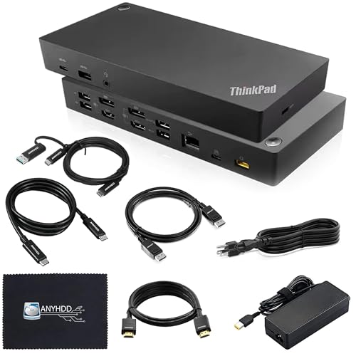 40AF0135US Docking Station Dual Monitor Hybrid USB-C with USB-A - 1 Year Warranty, Thinkpad Dock w/ 135W Adapter, HDMI, DisplayPort, USB-C Cable, Cloth - Laptop Docking Station (Renewed) - style: 40AF0135US Renewed