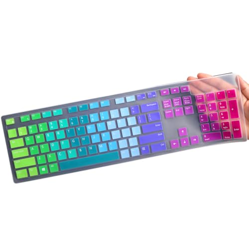 Keyboard Cover for Dell KM636 KB216 KB216t KB216d KB216p Wired & Wireless Keyboard, Dell Optiplex 5250 3050 3240 5460 7450 7050, Dell Inspiron Desktop 24" 27" 5400 5490 7700 7790 3475 3670 3477-RW - color: Rainbow