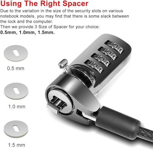 Computer Laptop Cable Lock • Slot Plate 6.23ft Cable • Security Computer Combination Lock • 4 Digital Password Protection Cable • Anti Theft Lock and Notebook Other Device