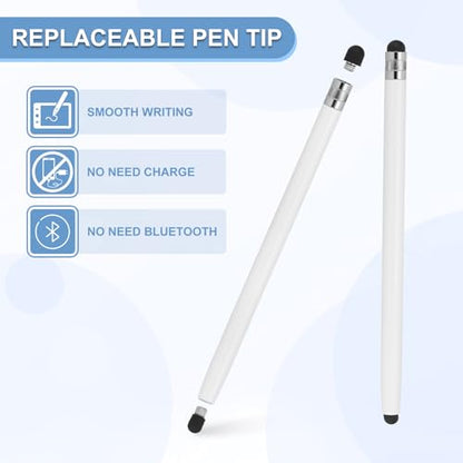 PATIKIL 5 Pcs Stylus Pens for Touch Screens, 2 in 1 High Sensitivity Universal Pen Capacitive Stylus for Phone Tablets Laptop Touch Screen Devices, White - color: White