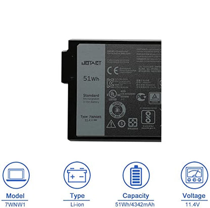 JOTACT 7WNW1 51Wh Laptop Battery Replacement for Dell Latitude 7424 5424 5420 Rugged Extreme P85G P86G P85G001 P86G001 P137G P137G001 P137G002 Series GK3D3 DMF8C DMF0C 6NNCF DP3KF 11.4V 4342mAh 3-Cell - size: 5.2*3.37*0.59 inch 7WNW1