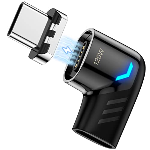 USB C Magnetic Adapter,Right Angle Type C Connector,PD 120W Fast Charge,480Mbps Transfer Speed,Compatible with USB C Phones,Tablets,Laptops - size: USB 2.0, style: Elbow-1 Pack