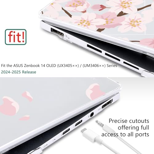 Batianda Artistic Case for ASUS Zenbook 14 OLED 2024 2025, Cherry Blossom | Model UX3405×× / UM3406××, Slim Plastic Hard Shell, Artistic Designs, Ultra-Thin Lightweight Laptop Case - color: Cherry Blossom