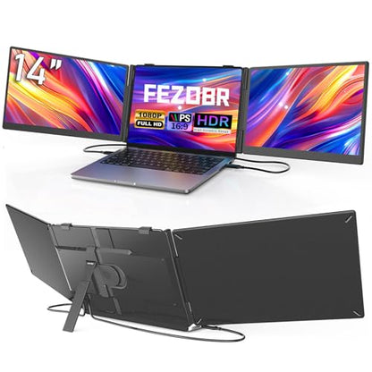Laptop Screen Extender, 14" Ultra-Slim Triple Portable Monitor, 1080P FHD IPS Display, USB-C/HDMI Plug & Play, Monitor Extender for 13-17.3" Laptops, Mac/Windows/Chrome - size: 14" Triple Monitor