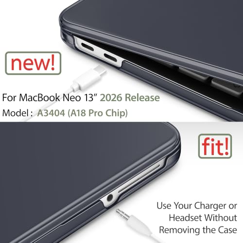 May Chen for MacBook Neo 13 inch Liquid Retina Display ((2026 Release A3404), Slim & Lightweight Protective Case with Screen Protector&Keyboard Cover&Dust Plug, Crystal Black - color: Crystal Black