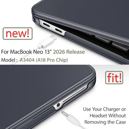 May Chen for MacBook Neo 13 inch Liquid Retina Display ((2026 Release A3404), Slim & Lightweight Protective Case with Screen Protector&Keyboard Cover&Dust Plug, Crystal Black - color: Crystal Black