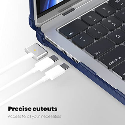 MEEgoodo Case for MacBook Air 15 inch 2026 2025 2024 2023, Case Fit Model (A3448/A3241/A3114/A2941) with M5/M4/M3/M2 Chip, Laptop Hard Shell with Heavy Duty Rugged Shockproof, Navy Blue XK - color: Navy Blue XK