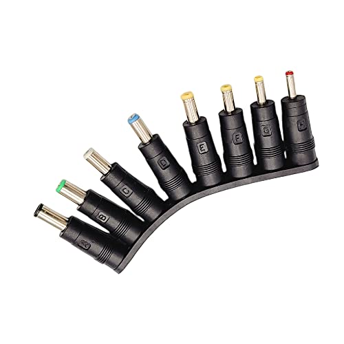 DC Adapter Connector Set - 8 Pack Power Adapter Tips Female 5.5x2.1mm to Male Multi Size Connectors for Monitor Webcam Router Mini PC CCTV Bluetooth Speaker