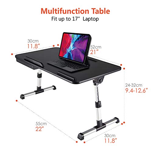 Lap Desk for Laptop,BUILDEC Adjustable Laptop Stand for Desk with Storage Drawer,Foldable Legs Standing Lap Table for Reading, Eating, Working, Writing, Gaming and Drawing in Bed Sofa Couch Floor - size: Medium: 20.5" x 11.8" x H(9.4 -12.6")