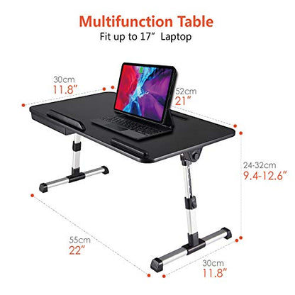 Lap Desk for Laptop,BUILDEC Adjustable Laptop Stand for Desk with Storage Drawer,Foldable Legs Standing Lap Table for Reading, Eating, Working, Writing, Gaming and Drawing in Bed Sofa Couch Floor - size: Medium: 20.5" x 11.8" x H(9.4 -12.6")