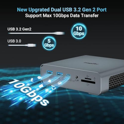 USB C Docking Station Triple Monitor for Full-Featured C Port Laptop 16-in-1 Laptop Docking Station with 5 USB A, 3 USB C, Dual 4K HDMI, 4K DP, 1000Mbps LAN, SD/TF, 3.5mm Audio/Mic, 65W AC Adapter - style: 16 IN 1 DOCK