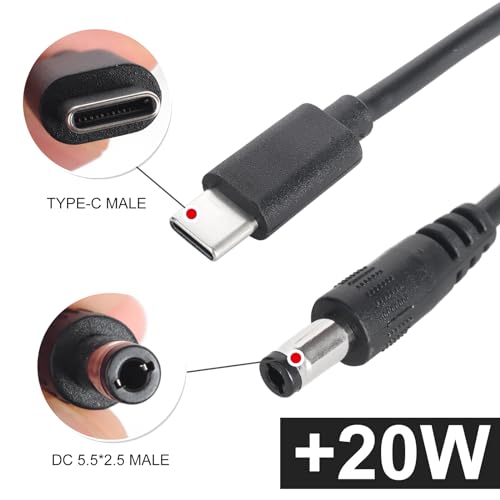 USB C to DC 5.5mm x 2.1mm Power Cable Cord, USB C Input to DC 12V Out Charging Cable, Work with PD Charger and PD Power Bank, Output DC 12V 3A MAX 36W - size: USB to DC 12V