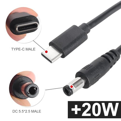 USB C to DC 5.5mm x 2.1mm Power Cable Cord, USB C Input to DC 12V Out Charging Cable, Work with PD Charger and PD Power Bank, Output DC 12V 3A MAX 36W - size: USB to DC 12V