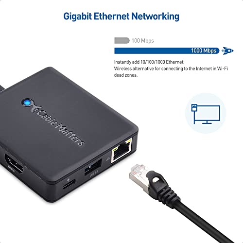 Cable Matters 7-in-1 USB C Hub, Triple Display HDMI DP VGA, 100W Charging | Gigabit Ethernet, 2x USB 3.0, Thunderbolt 4/USB4 Compatible, for MacBook Pro, Dell XPS, Surface Pro