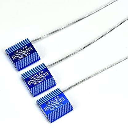 100 Blue Steel Cable Seals with Barcode - High Security Numbered Truck Seals - Anti-Tamper Pull Tite Self-Locking Safety Ties - ISO 17712 - color: Blue With Barcode, size: 100 PCS