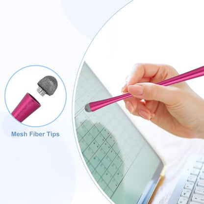 PATIKIL 5 Pcs Slim Waist Stylus Pens for Touch Screens, 2 in 1 High Sensitivity Universal Pen Capacitive Stylus for Phone Tablet Laptop Touch Screen Devices, Red - color: Rose Red