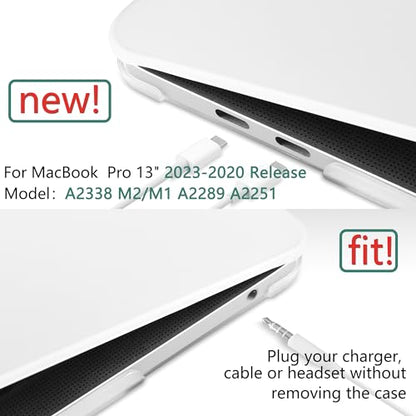 for MacBook Pro 13 inch Case 2023 2022 2021 2020 Release Model: A2338 M2/M1 A2289 A2251 with Touch Bar & Touch ID, Frosted Plastic Hard Shell Case & Keyboard Cover, Matte Clear - color: Matte Clear