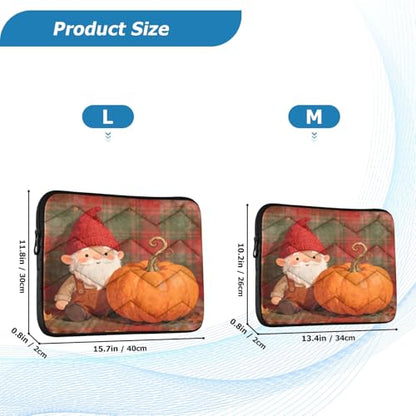 Fall Pumpkin Gnome Waterproof Laptop Sleeves 14-16 Inch Padded Quilted Laptop Protector Bag Notebook Case - color: fall pumpkin gnome, size: Large