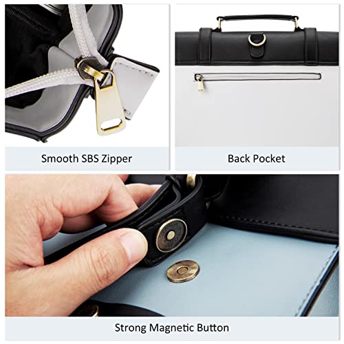 ECOSUSI Laptop Bag for Women Vegan Leather Messenger Bag Fashion Briefcase Computer Satchel Bag - color: Blue