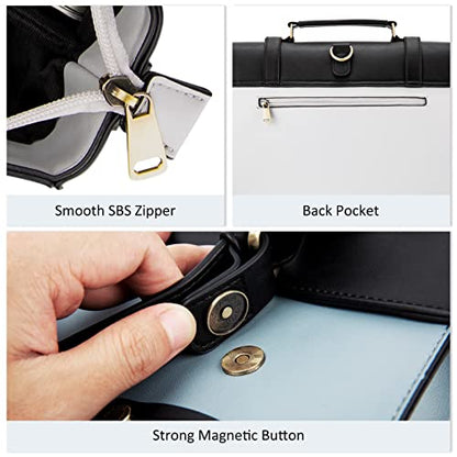 ECOSUSI Laptop Bag for Women Vegan Leather Messenger Bag Fashion Briefcase Computer Satchel Bag - color: Blue