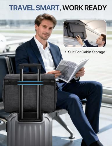 VX VONXURY Messenger Bag for Men, Fits 15.6-inch Laptop, Luggage Strap | Shoulder Satchel Bag for Work, 2 Large Compartments, Side Pockets, Water Resistant, Adjustable Buckles, Rugged Bottom - color: Dark Grey 15in Laptop Bag