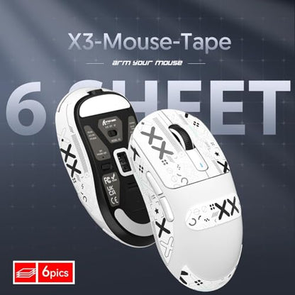 ATTACK SHARK Mouse Anti Slip Grip Tape for X3 Wireless Gaming Mouse - White | Pre-Cut Universal Tape, Skins, Sweat Resistant, Elastics Refined Side Grips, Ultra-thin 0.5mm (0.02in) for Bluetooth Mouse - color: White & Black