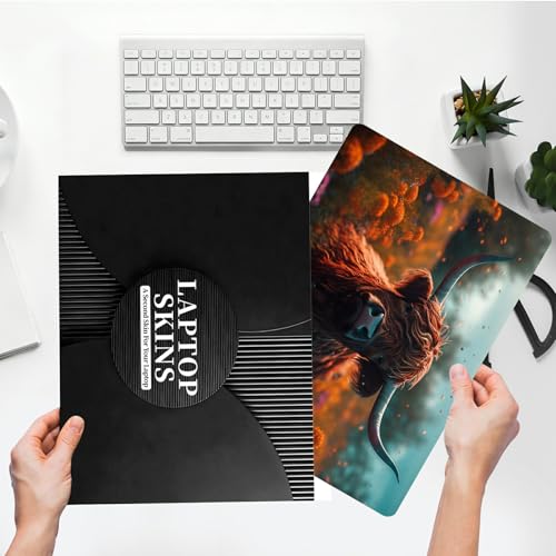 Universal Laptop Skin Sticker with 2 Wrist Pad Skins, Waterproof Scratch Resistant Vinyl Laptop Cover Decal, Cut to Fit for 11–15.6 Inch MacBook HP Dell Lenovo, Highland Cow - color: Highland Cow