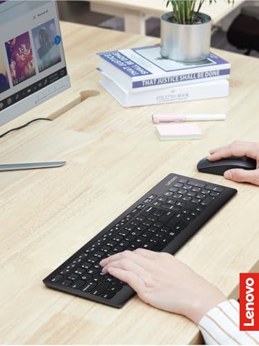 Lenovo 510 Wireless Combo with 2.4 GHz USB Receiver, Slim Full Size Keyboard, Full Number Pad, 1200 DPI Optical Mouse, Left or Right Hand, GX30W75336, White - color: White