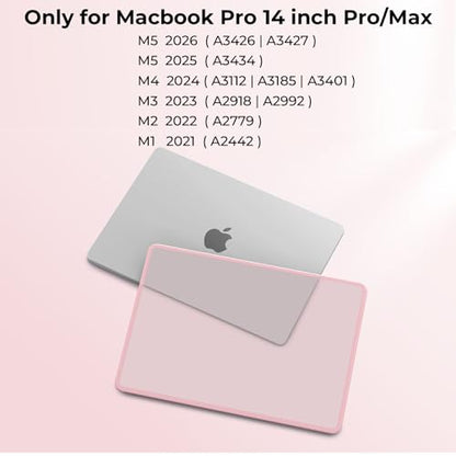 BlueSwan Anti-Cracking Case for MacBook Pro 14 inch M5-M1 Pro/Max 2026-2021 | Anti-Scratch Protective Hard Shell Case, Soft TPU Bumper, Sturdy and Durable, Easy Snap-On Installation, Frosted Pink - color: Frosted Pink