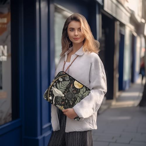 Moons Botanical Plants Laptop Sleeve 15 16 Inch Puffy Quilted Carrying Case Protective Computer Bag Waterproof Laptops Sleeve for Women Men - color: Moons Botanical, size: Large