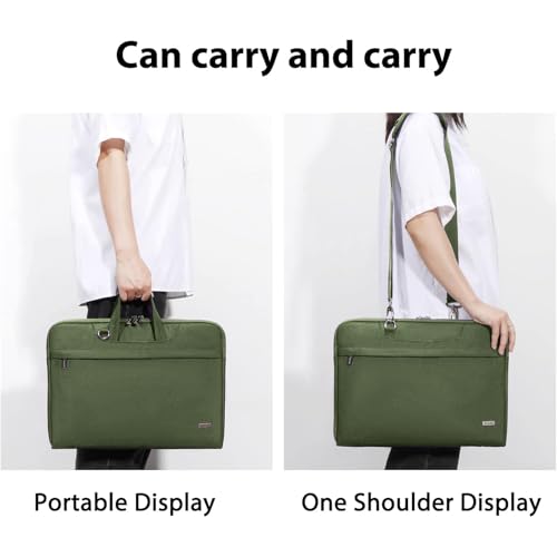 Voova Laptop Case 13 14 15 16 17 Inch with Shoulder Strap, Waterproof Laptop Bag Sleeve Slim Briefcase - color: Army Green, size: 17-17.3 Inch