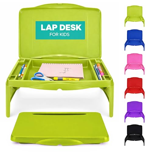 MAVOCRAFT Foldable Kids Lap Tray with Storage - Portable Lap Desk Kids & Adults - Kids Lap Desk for Breakfast in Bed, Serving Tray, Car Desk & Gaming (Green) - color: Green