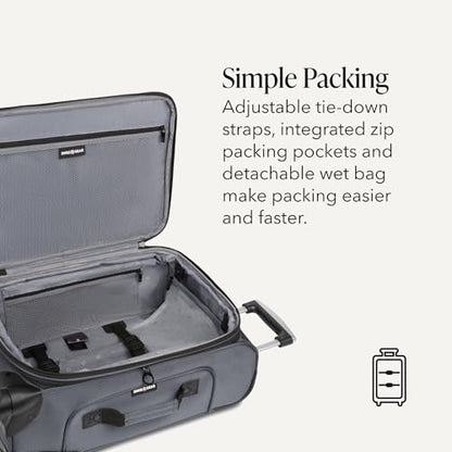 SWISSGEAR Sion Carry-On Spinner Luggage, Softside Expandable, Lightweight Suitcase, Dark Grey, 22.75-Inch - color: Dark Grey, size: Carry-On