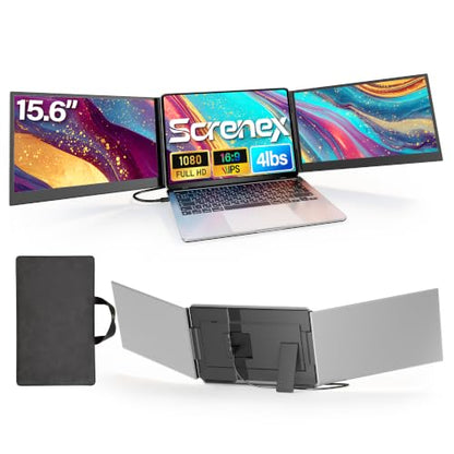15.6" Laptop Screen Extender, Ultra-Slim Triple Laptop Monitor, FHD 1080P IPS Portable Screen, One-Cable Plug & Play for 13-17.3" Laptops, Compatible with Windows/Mac/Android/Switch - size: Triple One Cable 15.6" Screen