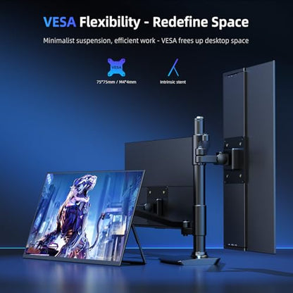 EVICIV Portable Monitor 18.5” 120Hz, 125% sRGB FreeSync 1ms Gaming Monitor | 350Nits | USB-C & MINI HDMI | VESA & Stand | Large Travel External Second Screen for Laptop, Computer, Game Consoles - size: 18.5 Inches
