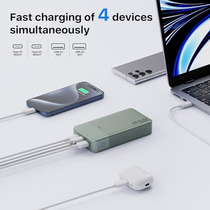 JUOVI Portable Charger 65W Power Bank 20000mAh Compact USB C Laptop Power Bank Fast Charging Battery Pack for Laptop MacBook Dell XPS iPad Tablet Steam Deck iPhone 17/16/15/14 Series Samsung and More - color: Green
