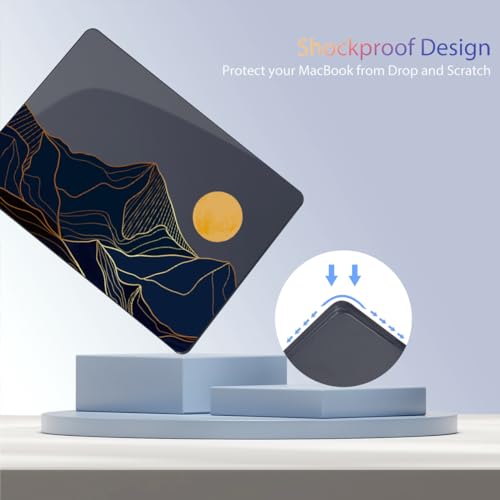 Teryeefi Compatible with MacBook Air 15 inch Case A2941 M2 A3114 M3 Release 2023 2024,Design Pattern Slim Cover + Keyboard Cover + OTG Adapter for 15.3 inch MacBook Air Liquid Retina, Mountain Line - color: Mountain Lines