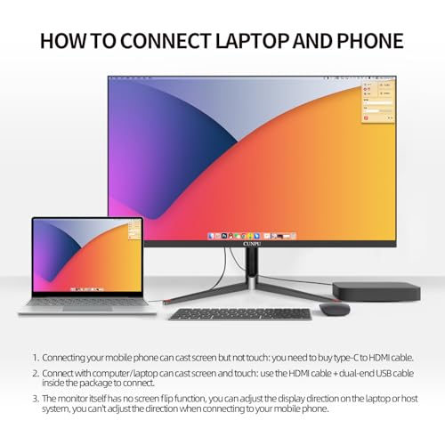 CUNPU 24 Inch Touchscreen Monitor, 10 Point Touch, FHD 1080P 75Hz IPS Screen, 100% SRGB, VESA Wall Mountable, Tilt Adjustment, VGA HDMI USB for PC, Laptop Business & Work Station, Warehouse - size: 24.0