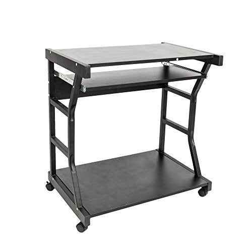 Fixed Height Mobile Computer Desk - Rolling Laptop Stand Cart, Small Standing Portable Overbed Bedside Desk - color: D
