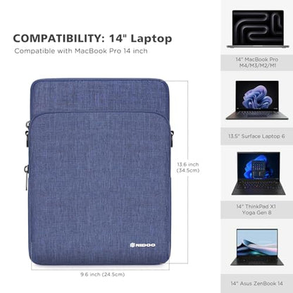 NIDOO 14 inch Laptop Sleeve Protective Computer Carrying Case Bag for 14" ThinkPad E14 Gen 4/ T14s Gen 5/ ThinkPad X1 Carbon Gen 12/14" MacBook Pro M4 M3 / Asus ZenBook 14/13.5" Surface Laptop 6 5 - color: Blue, size: 14 inch