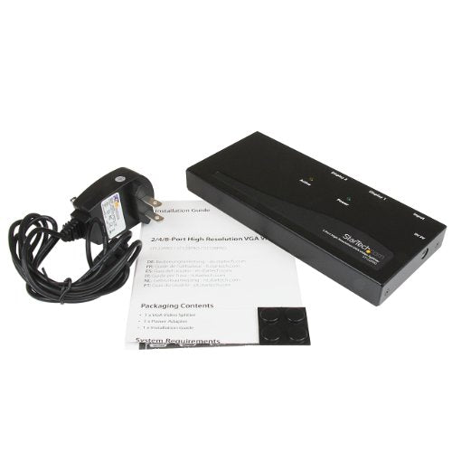 StarTech 2-Port VGA Video Splitter - 2048x1536 at 80Hz - TAA (ST122PRO) | Duplicates 1 VGA source to 2 monitors, Built-in amplifier, 350MHz high video bandwidth, VGA splitter 1x2 - style: 2 Port